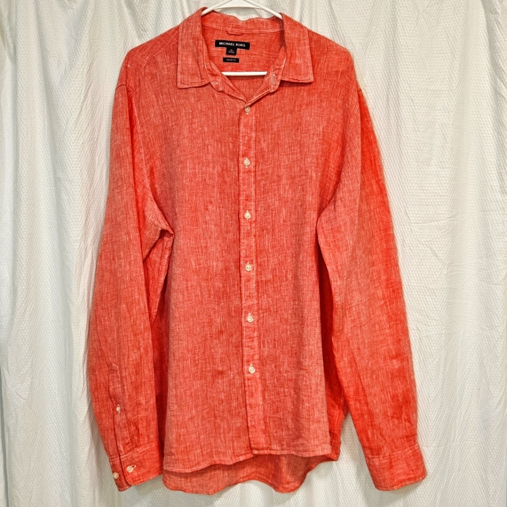 Michael Kors Men’s Linen Long Sleeve Shirt XL Classic Fit